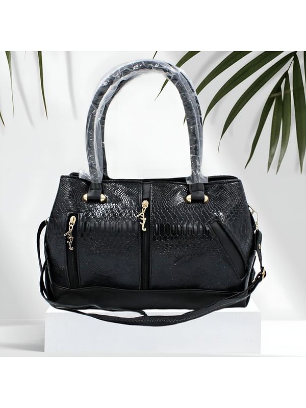 Crocodile Pattern Premium Women's Handbag Black